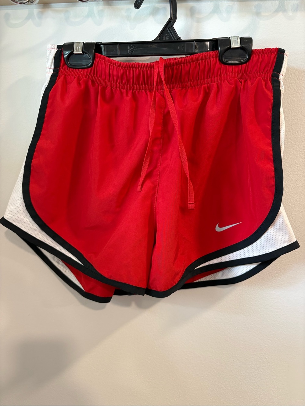 Nike Red Women's Athletic Shorts with Black & White Trim